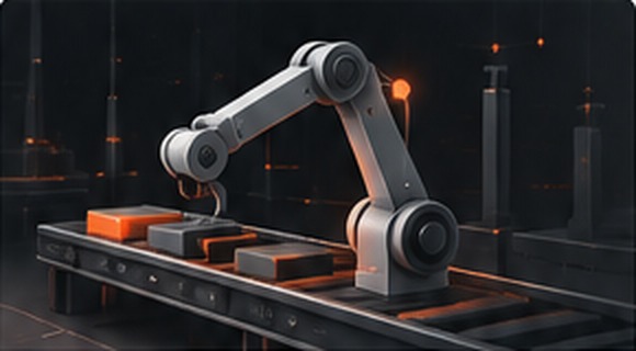 Industrial robotic arm on a production line